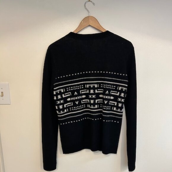 Pendleton Aztec Print Black Merino Wool Cardigan- Size Large - Picture 4 of 6